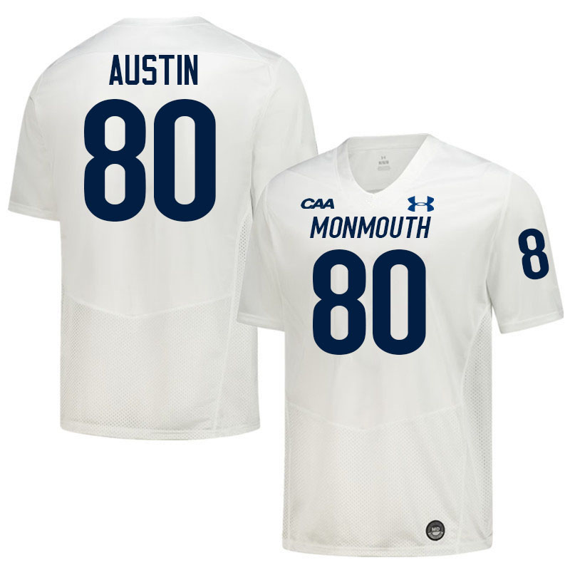 Monmouth Hawks #80 Miles Austin College Football Jerseys,Uniforms-White